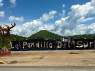 Trapo - Bandeira - Faixa - Telón - "LPDS Frontal viajero" Trapo de la Barra: La Pandilla del Sur • Club: Mineros de Guayana • País: Venezuela