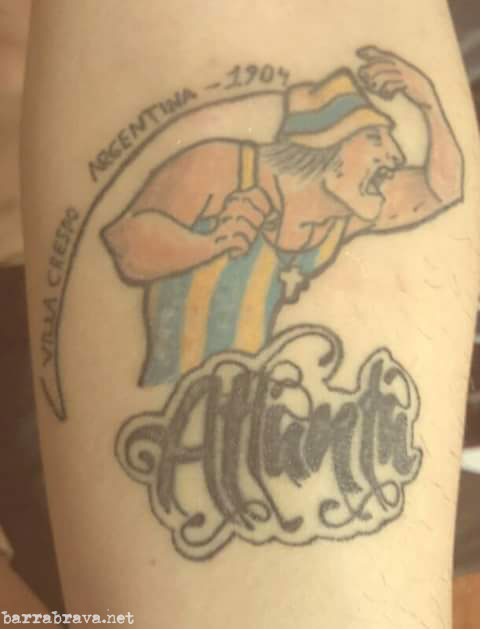 Tattoo inspirada en barrabrava.net de Nestor Bohemio, hincha de Atlanta de Villa Crespo - Argentina. Saludos!!!